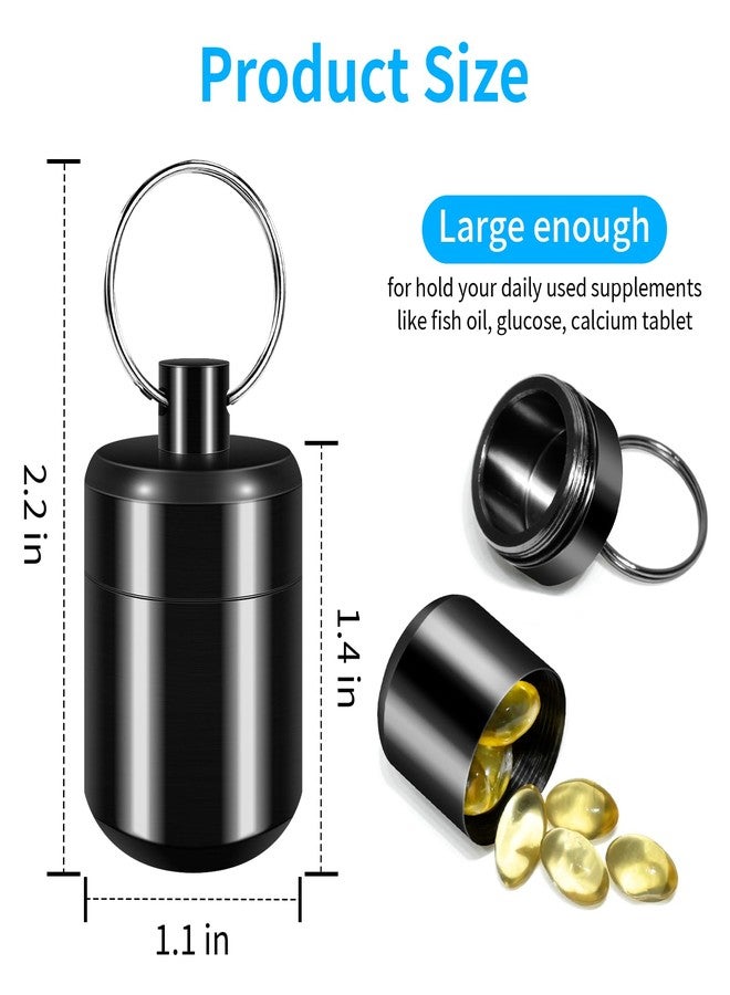 CHIVENIDO Pill Keychain Holder - Small Pill Box Waterproof Pills Fob Organizer Portable Ring Holder Keychain for Purse (Black) - Image 2